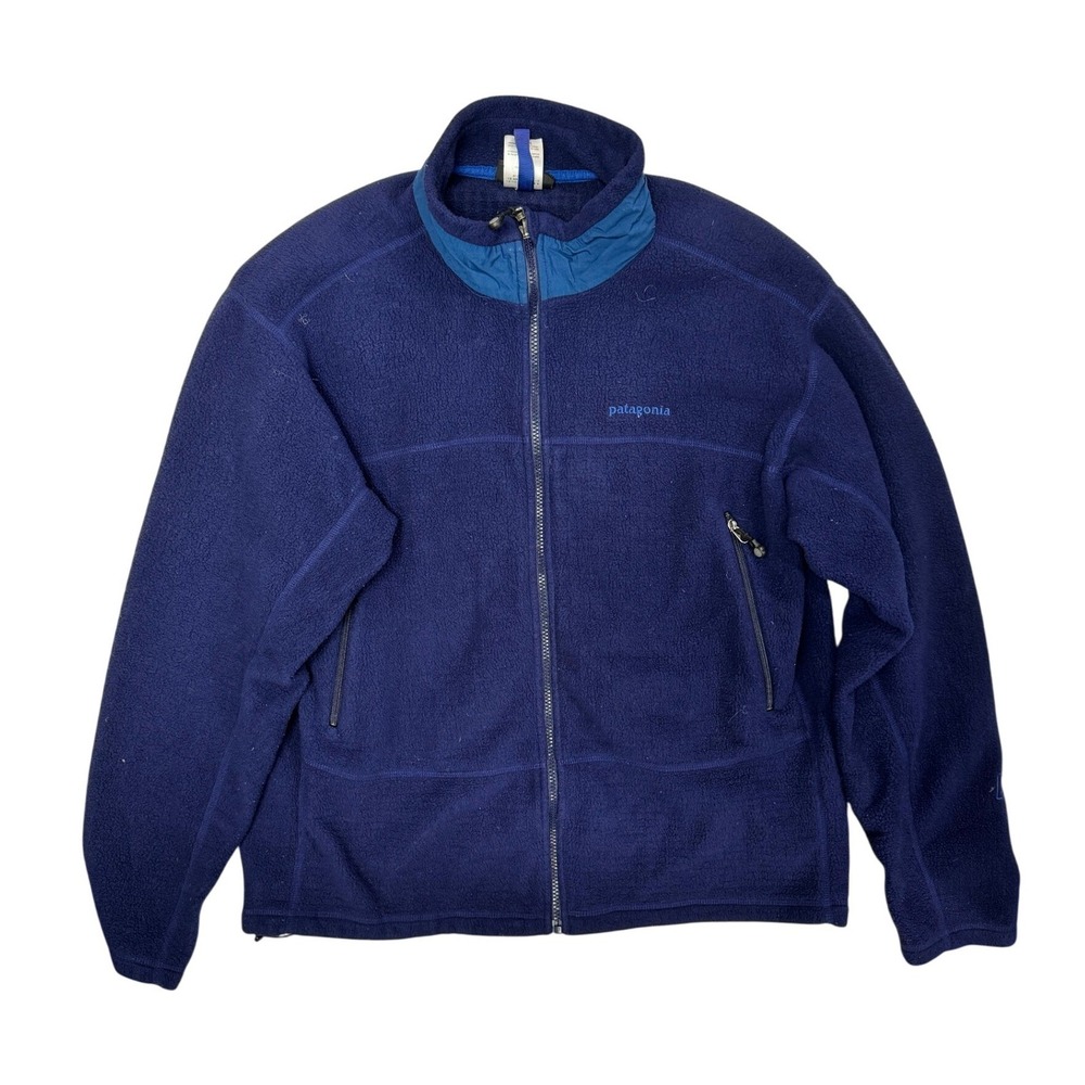Vtg Patagonia Grid Fleece Radiant Jacket Mens L Blue R3 Synchilla Mars Polartec